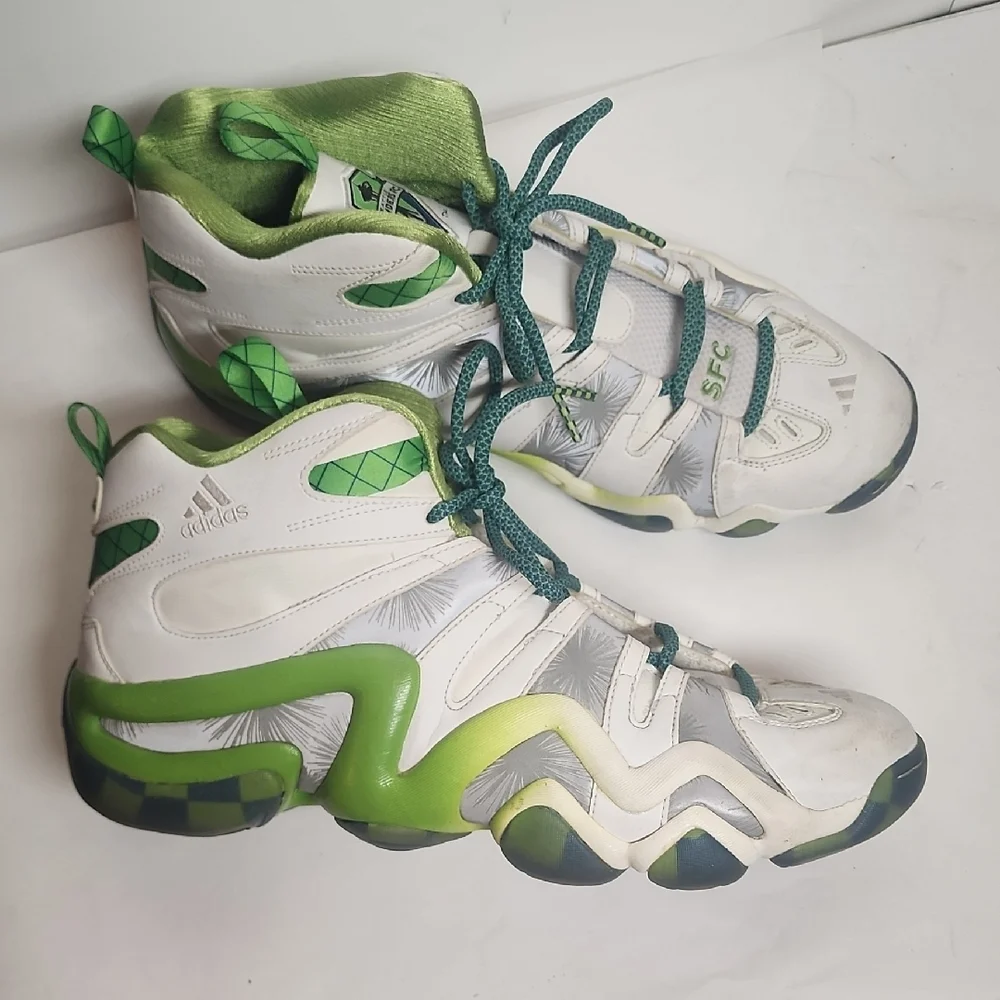 Adidas Seattle Sounders SFC Green,Gray & White High-Top Sneakers Born In 74 Sz13